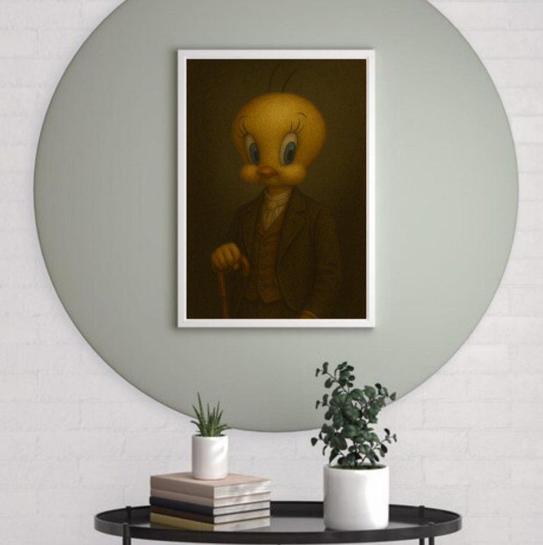 Victorian Gentleman Yellow Bird Portrait Art (Digital Download)