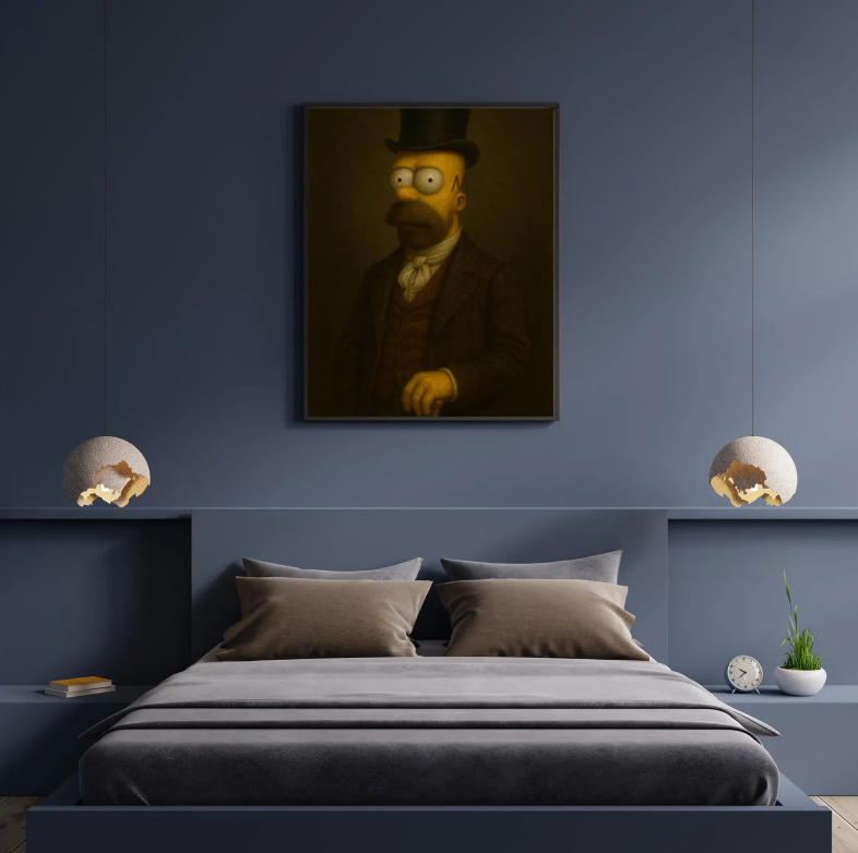Homer Wall Art | Quirky Victorian Gentleman Portrait Print | Funny Cartoon Home Decor