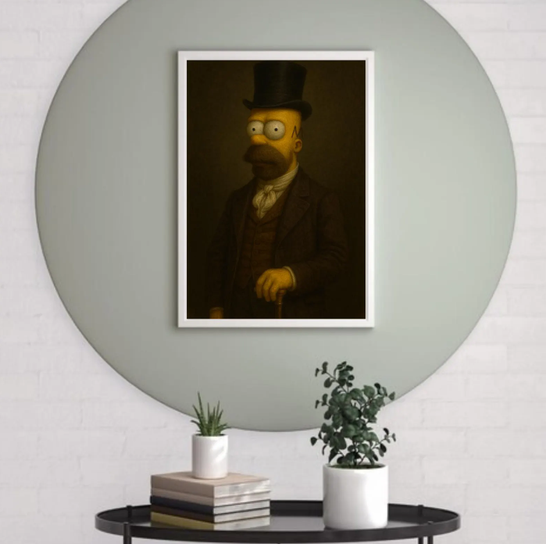 Homer Wall Art | Quirky Victorian Gentleman Portrait Print | Funny Cartoon Home Decor