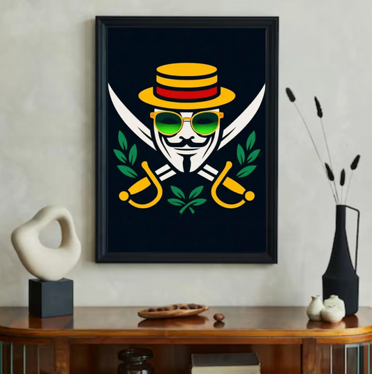 Phantom D. Jest Pirate Jolly Roger Emblem Art Print, Modern Graphic Design (Digital Download)