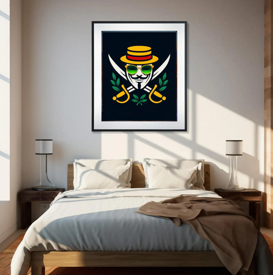 Phantom D. Jest Pirate Jolly Roger Emblem Art Print, Modern Graphic Design (Digital Download)