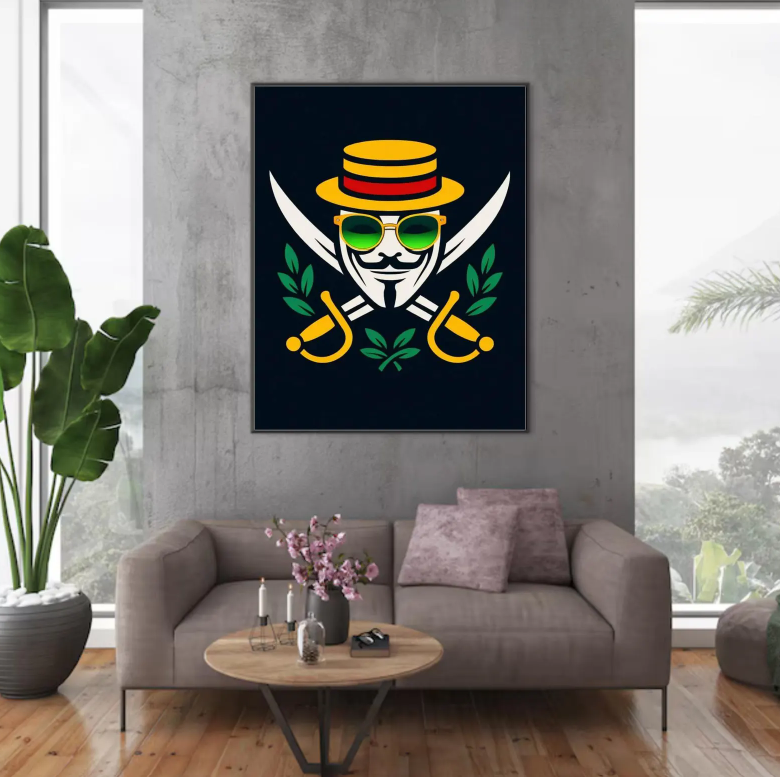 Phantom D. Jest Pirate Jolly Roger Emblem Art Print, Modern Graphic Design (Digital Download)