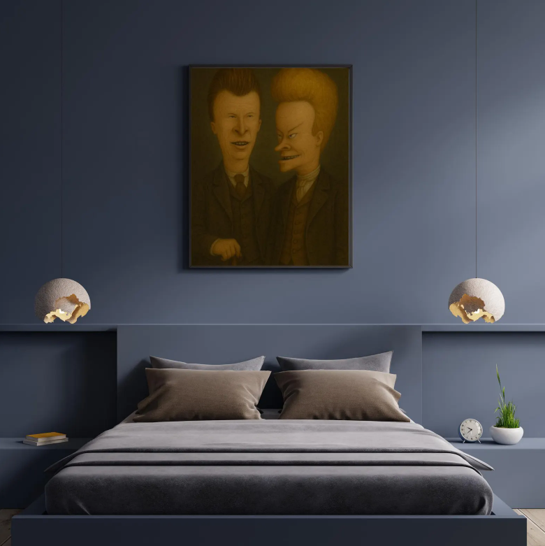 Beavis and Butt-Head Wall Art | Victorian Gentleman Portrait Print | Quirky Cartoon Character Decor