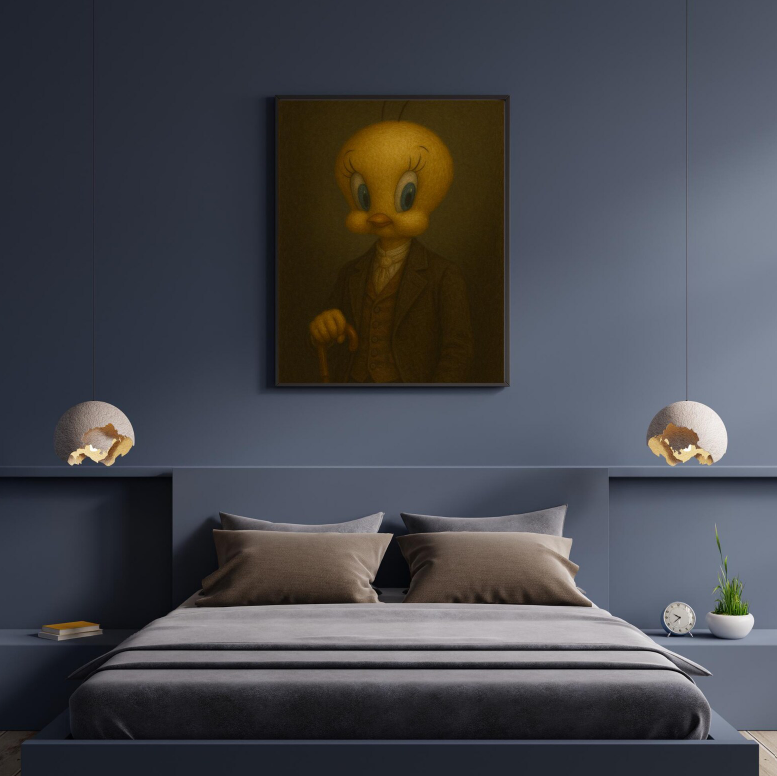 Victorian Gentleman Yellow Bird Portrait Art (Digital Download)