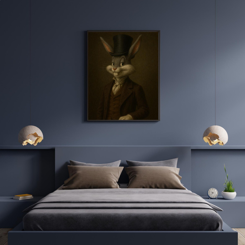 Victorian Rabbit Portrait Art: Whimsical Animal Print (Digital Download)