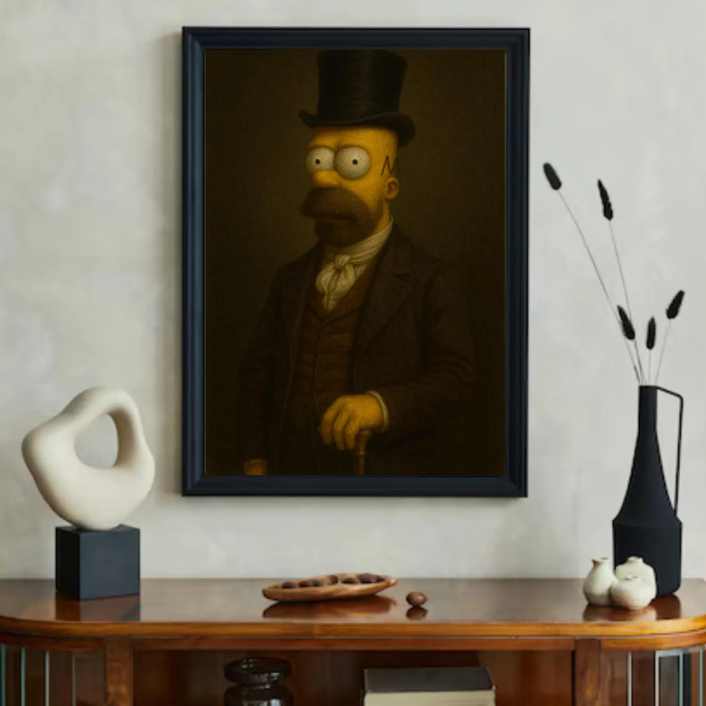 Homer Wall Art | Quirky Victorian Gentleman Portrait Print | Funny Cartoon Home Decor