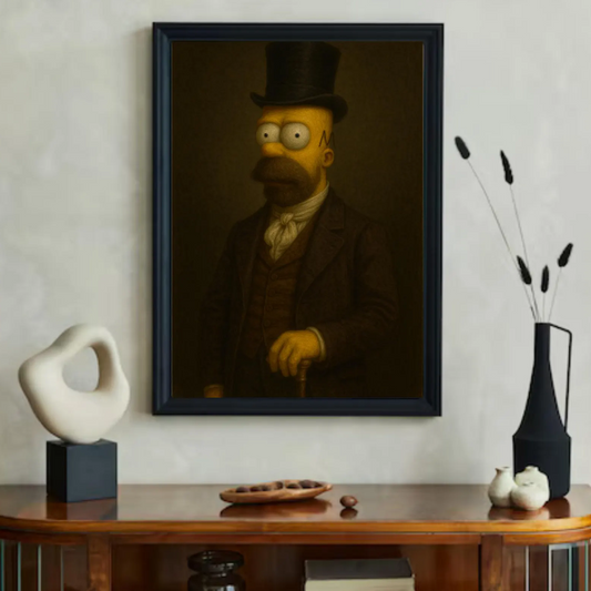 Homer Wall Art | Quirky Victorian Gentleman Portrait Print | Funny Cartoon Home Decor